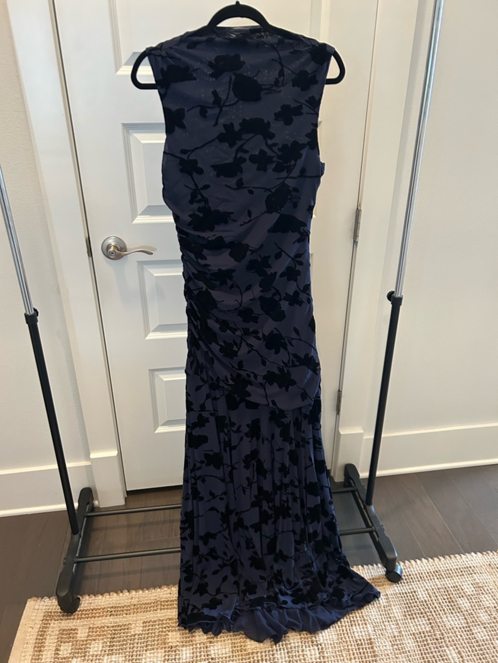 Rails Navy and Black Floral Velvet Flocked Maxi Dress